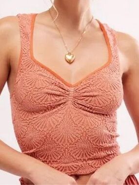 Free People Intimately orange Love Letter cami tank top Women’s sz XS/S